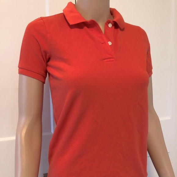 J. Crew Coral Orange Pique 2 Button Cotton Short Sleeves Polo Shirt Top XXXS XXS - Picture 2 of 2